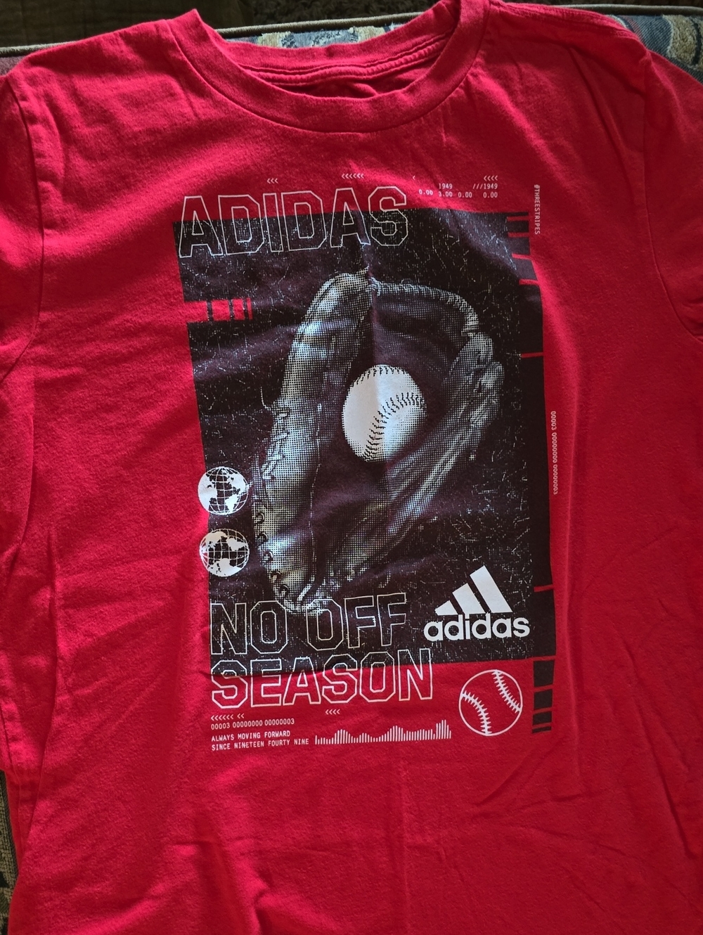 adidas Red Short-Sleeve Baseball Graphic Tee